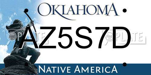 AZ5S7D Oklahoma License Plate