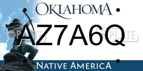 AZ7A6Q Oklahoma License Plate