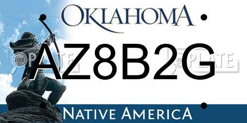 AZ8B2G Oklahoma License Plate