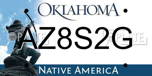 AZ8S2G Oklahoma License Plate