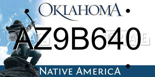 AZ9B640 Oklahoma License Plate
