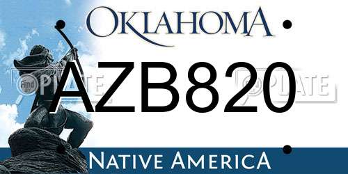 AZB820 Oklahoma License Plate