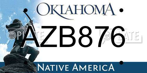 AZB876 Oklahoma License Plate
