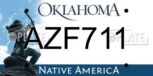 AZF711 Oklahoma License Plate