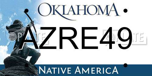 AZRE49 Oklahoma License Plate