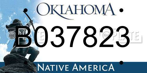 B037823 Oklahoma License Plate