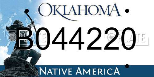 B044220 Oklahoma License Plate