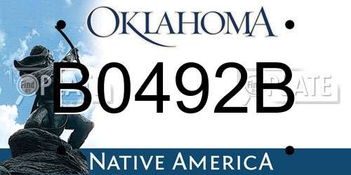 B0492B Oklahoma License Plate