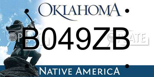 B049ZB Oklahoma License Plate