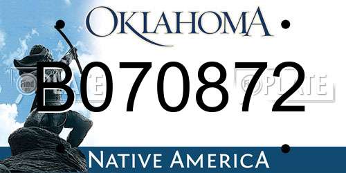 B070872 Oklahoma License Plate