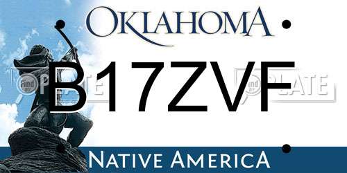 B17ZVF Oklahoma License Plate