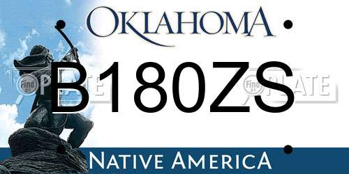 B180ZS Oklahoma License Plate