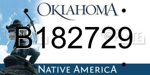 B182729 Oklahoma License Plate