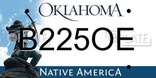 B225OE Oklahoma License Plate