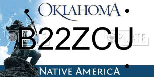 B22ZCU Oklahoma License Plate