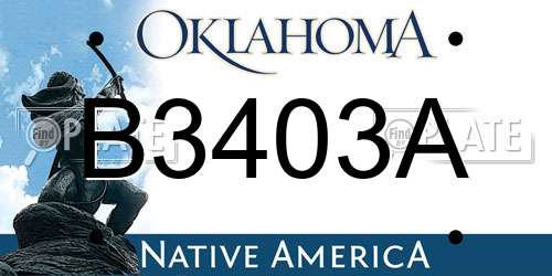 B3403A Oklahoma License Plate