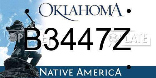 B3447Z Oklahoma License Plate
