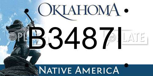 B3487I Oklahoma License Plate