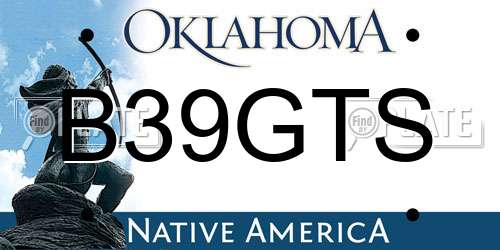 B39GTS Oklahoma License Plate