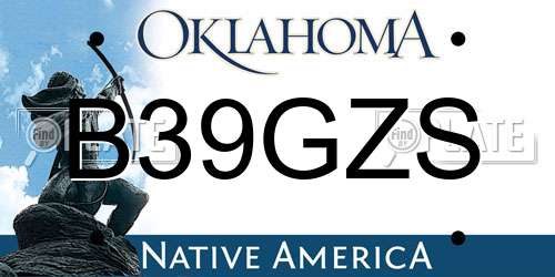 B39GZS Oklahoma License Plate