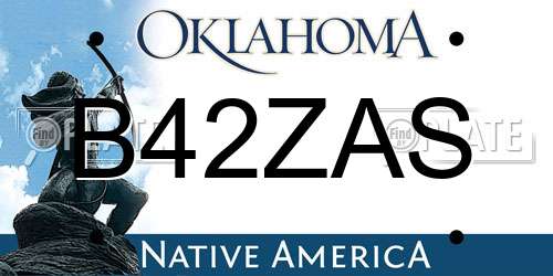 B42ZAS Oklahoma License Plate