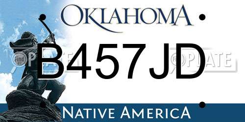 B457JD Oklahoma License Plate