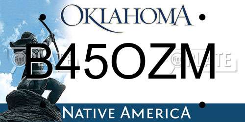 B45OZM Oklahoma License Plate