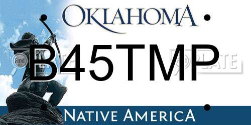 B45TMP Oklahoma License Plate