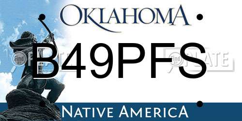 B49PFS Oklahoma License Plate