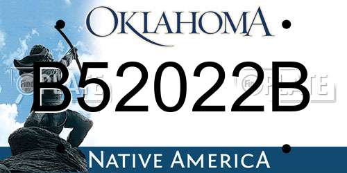 B52022B Oklahoma License Plate
