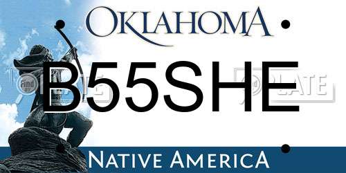 B55SHE Oklahoma License Plate