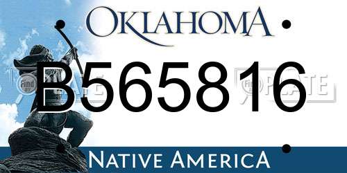 B565816 Oklahoma License Plate