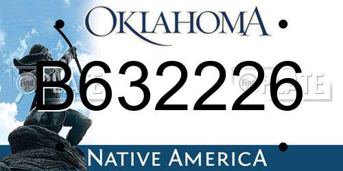 B632226 Oklahoma License Plate