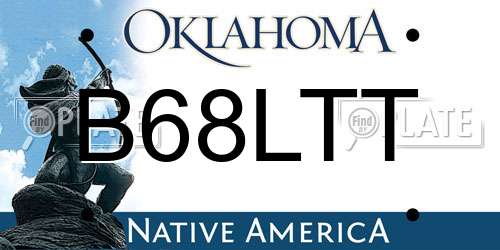 B68LTT Oklahoma License Plate