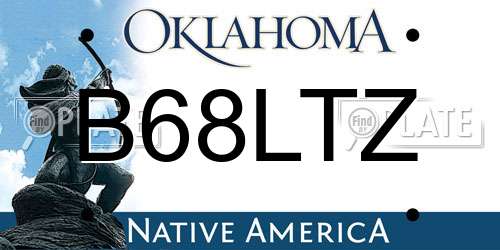 B68LTZ Oklahoma License Plate