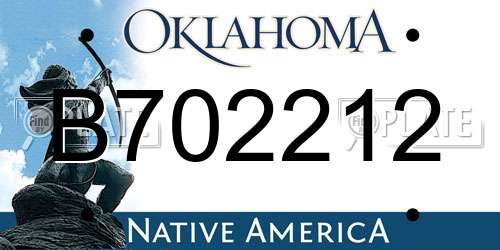 B702212 Oklahoma License Plate