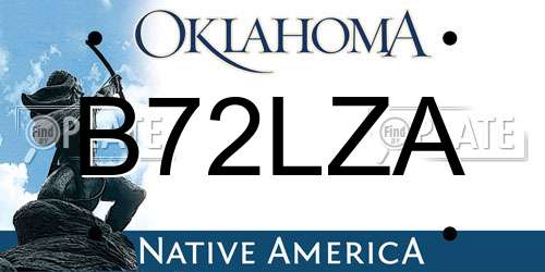 B72LZA Oklahoma License Plate