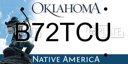 B72TCU Oklahoma License Plate