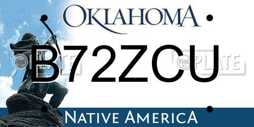 B72ZCU Oklahoma License Plate