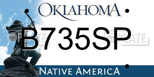 B735SP Oklahoma License Plate
