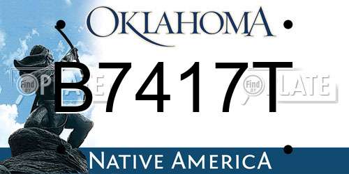 B7417T Oklahoma License Plate