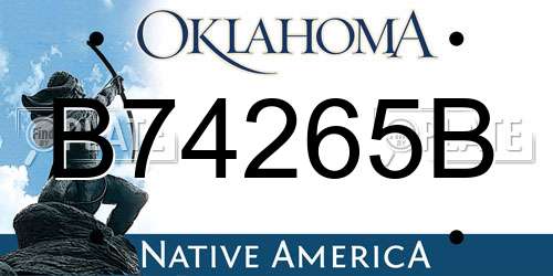 B74265B Oklahoma License Plate