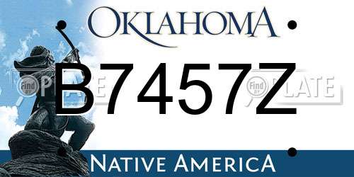 B7457Z Oklahoma License Plate