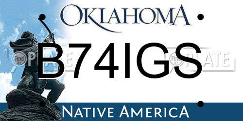 B74IGS Oklahoma License Plate