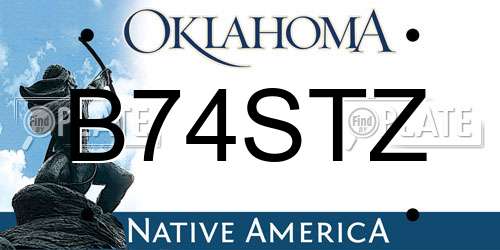 B74STZ Oklahoma License Plate