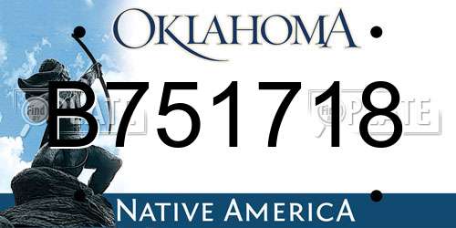 B751718 Oklahoma License Plate