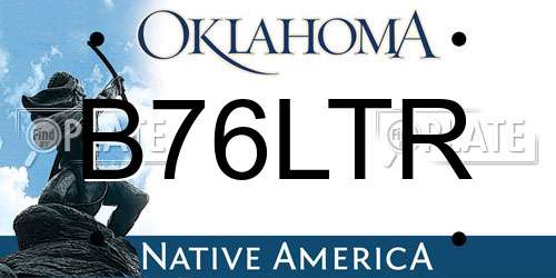 B76LTR Oklahoma License Plate