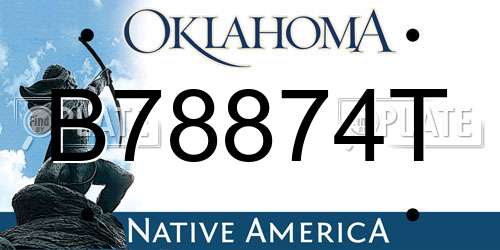 B78874T Oklahoma License Plate