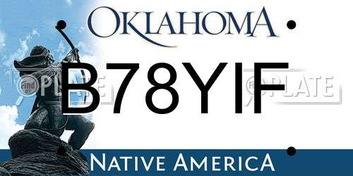 B78YIF Oklahoma License Plate