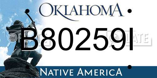 B80259I Oklahoma License Plate